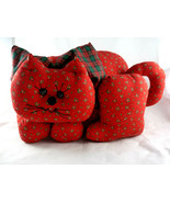 Christmas Cat soft sculptured fabric Door Stop Under tree Holiday Decor ... - $27.15 CAD