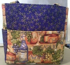 Wine Grapes Vine Cheese Bottle Alcohol Glass Purse/Project Bag Handmade 12x12 - £29.78 GBP