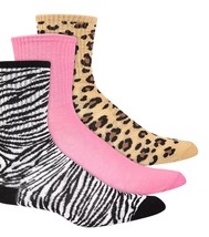 Jenni Women&#39;s 3pk Animal-Print Crew Socks - £5.91 GBP