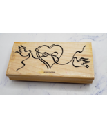 Stampin Up Love Birds With Paper Heart Valentines Wood Mounted Rubber Stamp - $7.91