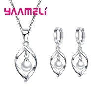 CZ Necklace Earring Bridal Jewelry Sets Wholesale S925 Silver Shining Cubic Zirc - £17.48 GBP