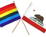 AES 12x18 12&quot;x18&quot; Wholesale Combo Rainbow Gay Pride &amp; State California S... - $10.88