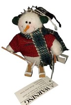 Plush Skiing Snowman with Ski Poles Christmas Ornaments  BRAND NEW - £7.86 GBP
