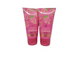 2 Bath &amp; Body Works Travel Size Body Cream STRAWBERRY POUNDCAKE Set of 2 - $15.95