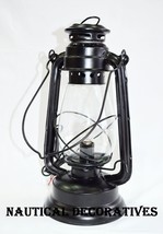 Electric Vintage Stable Black Lantern Lamp with Blown Glass Chimney - £40.72 GBP