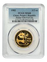 China: 1982 1/2oz Gold Panda PCGS MS68 - $4,074.00