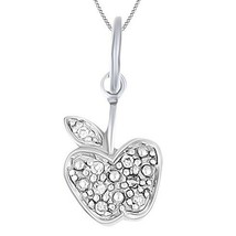 0.05CT Round Natural Diamond Mini Apple Pendant Necklace 14K White Gold Plated - £93.40 GBP
