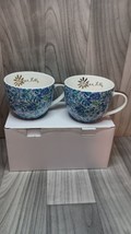 Lilly Pulitzer 12oz Ceramic Mug Set of 2 Coffee Tea Blue Floral FabFitFun NIB - £20.74 GBP