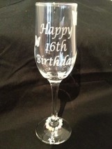 Chichi Gifts Happy (Age) Birthday Champagne Glass Flute with Butterflies (50th) - £12.56 GBP