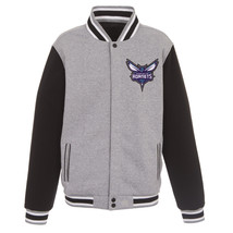 NBA Charlotte Hornets Reversible Full Snap Fleece Jacket JH Desig 2 Front Logos  - £95.79 GBP