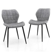 Dining Chairs Set of 2 with Padded Back Metal Legs and Adjustable Foot P... - $209.90 CAD