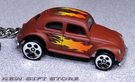 KEY CHAIN RING BROWN WITH FLAME VOLKSWAGEN VW BEETLE OLD BUG NEW CUSTOM ... - $38.98