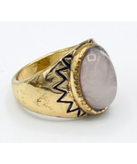 Vintage Rose Quartz Brass Ring Size 7.5 - £14.98 GBP
