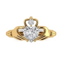 2Ct Heart Cut Lab-Created Diamond Women Claddagh Ring 14k Yellow Gold Plated - £137.90 GBP