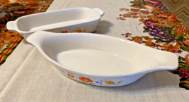 2 Vintage Small Stoneware Oven Proof Baking Dishes &quot;Wildflower&quot; Made in Japan - £12.47 GBP