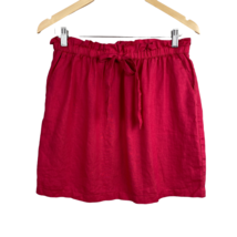 St. Tropez Skirt Women Medium Pink 100% Linen Paperbag Tie Stretch Waist... - £19.64 GBP