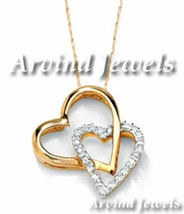 0.49ct Diamond 14k Yellow Gold Lovely Cute  Heart Shape Pendant Valentine Day - £496.20 GBP