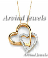 0.49ct Diamond 14k Yellow Gold Lovely Cute  Heart Shape Pendant Valentin... - £488.94 GBP