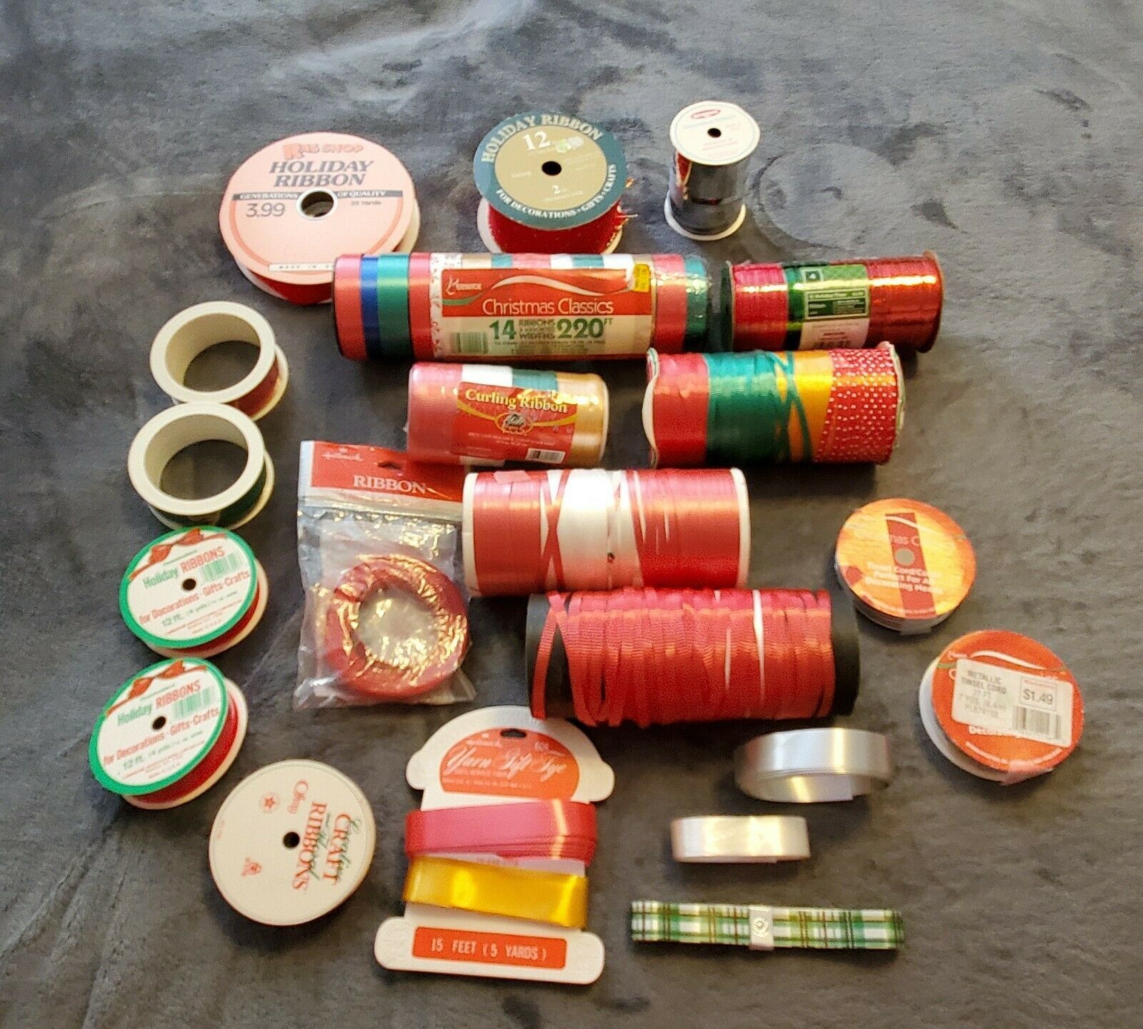VINTAGE HOLIDAY RIBBON LOT OF 22 - NEW AND USED - $40.00