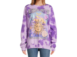 No Boundaries Juniors Washed Graphic Crewneck Sweatshirt Lavender Touch ... - $24.74