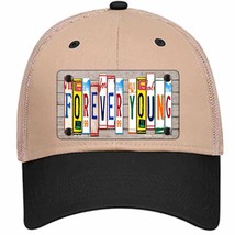 Forever Young Wood License Plate Art Novelty Khaki Mesh License Plate Hat - £21.67 GBP