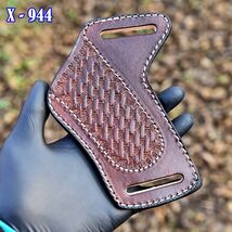 AJ Leather Folding Blade Knife Sheath Belt Pouch EDC Tools Pocket Camping - $12.66