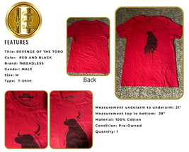Threadless T-Shirt Revenge of the Toro Cotton Men Crew Neck Red MD. - £22.48 GBP