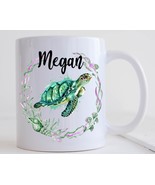 Sea Turtle Mug, Personalized Turtle Mug, Turtle Gifts For Women, Name Mu... - £13.42 GBP