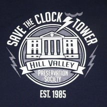 SAVE THE CLOCK TOWER / HILL VALLEY T-SHIRT Sz L BACK TO THE FUTURE MICHA... - £8.54 GBP