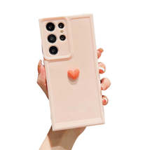Anymob Samsung Pink With Orange Cute 3D Love Heart Case Shockproof Soft Silicone - £19.45 GBP