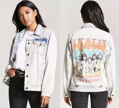 Def Leppard graphic acid wash denim jean jacket blazer women&#39;s size SMALL shirt - £79.12 GBP