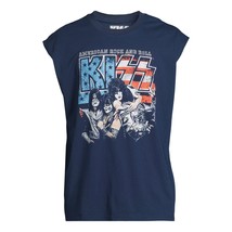 KISS Men&#39;s &#39;American Rock &amp; Roll&#39; Muscle Tank Top, Blue Size M(38/40) - £13.79 GBP