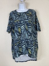 LuLaRoe Womens Size XXS Blue/Yellow Abstract Irma Relaxed T-shirt Short Sleeve - £5.62 GBP