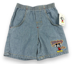 NOS Vtg 90s Mickey &amp; Co Seersucker Striped Youth Jean Shorts Embroidered Sz 6 - £20.51 GBP