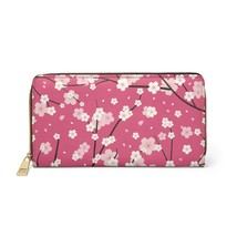 Cherry Blossoms Flower Japanese Pattern Faux Leather Zipper Wallet - $34.99