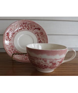Johnson Bros Historical America Pink Fine China Flat Cup and Saucer Set ... - £9.86 GBP