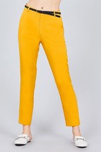 Women&#39;s Mustard Classic Woven Pants With Belt (S) - $14.85
