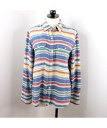 Chaps Denim Women&#39;s L Colorful Striped Button-Up Long Sleeve Western Shirt - £12.82 GBP
