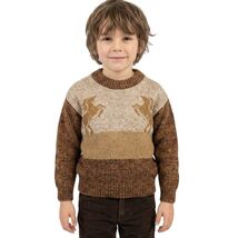 VTG 1970s Donmoor Kids Sweater Horse Motif Brown Acrylic Size 5 Western - $54.40