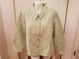 Susan Graver QVC/Style Women 2X Jacquard Celery Green Button Down Jacket... - £39.11 GBP