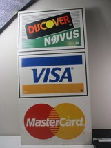 Vintage * Discover * Master Card * Visa * Two Sided Metal Sign 16” X 31 1/2” - £35.23 GBP