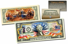 USA 2 Dollar Bill Official July 4th Independence Day 2-Sided Tende Certi... - £14.54 GBP