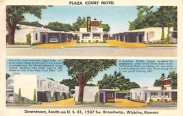 Plaza Court Motel US 81 Wichita Kansas linen postcard - $6.93
