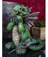 Fantasy Whimsical Adorable Cheering Green Dinosaur Dragon Collectible Fi... - $568.56 MXN