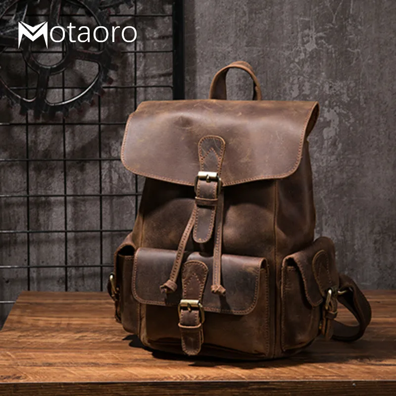 Crazy Horse Leather Shoulder Bag Retro Handmade Ladies Backpack Shoulder Diagona - $122.00