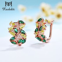 Rose Gold Emerald Peridot Gemstone Clip Earrings for Women Solid 925 Sterling Si - £29.28 GBP