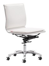 White and Silver Adjustable Swivel Faux Leather Rolling Executive Office Chair - $6,798.61 MXN