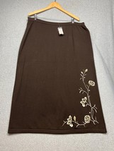 Dressbarn Womens Stretch Skirt Embroidered Knitted Plus Size 18/20 Cotta... - $34.88