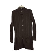 Chadwicks of Boston Long Brown Cardigan Cotton Sweater Cable Knit Size M... - €16,21 EUR