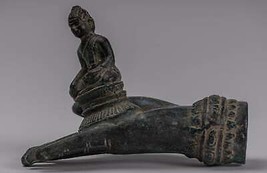 Freistehend Antik Khmer Stil Bronze Hand- &amp; Buddha - 12cm/12.7cm - £144.52 GBP